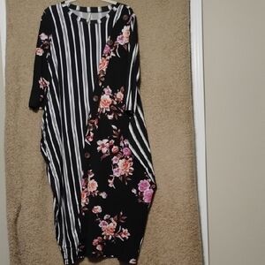 Celeste Black Floral Asymmetrical Dress
